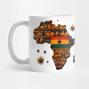 African Map Kente Pattern Ghana Flag Mug